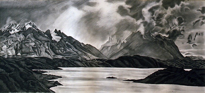 ©1991 Jan Aronson Patagonian Lake Graphite on Paper 48x22