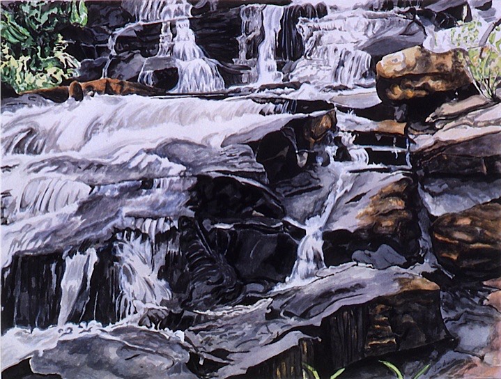 ©1993 Jan Aronson O'Briens Waterfall #3 Watercolor on Paper 18X24