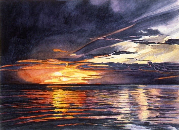 ©1996 Jan Aronson Amazonian Sunset #9 Watercolor on Paper 10x14