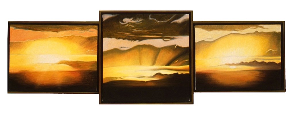 ©1997 Jan Aronson Cloud Triptych #6 Oil On Canvas 16x48SOLD
