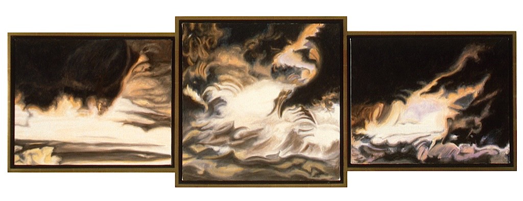 ©1997 Jan Aronson Cloud Triptych #5 Oil On Canvas 16.5x48.5