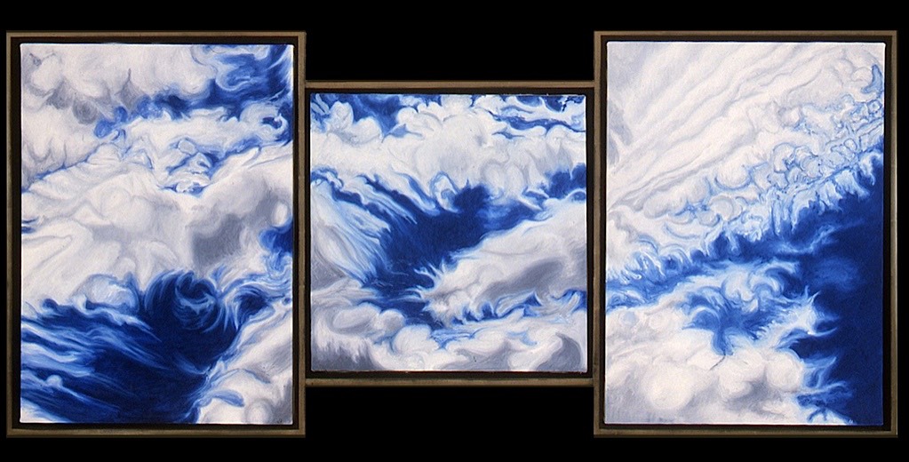 ©1999 Jan Aronson Cloud Triptych #33 Oil On Canvas 23.5x51.5
