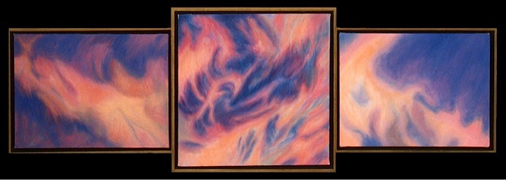 ©1999 Jan Aronson Cloud Triptych #26 Oil On Canvas 16x48