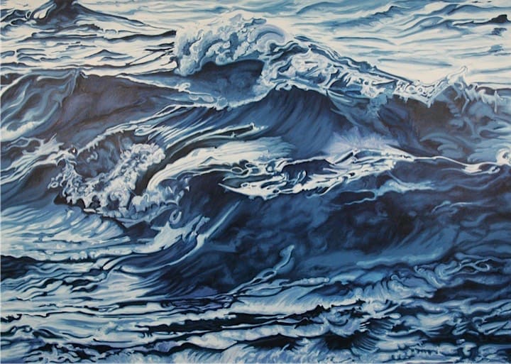 A painting of waves in the ocean