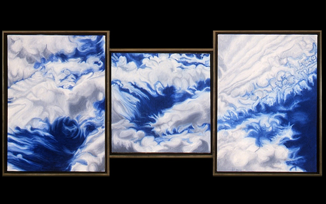 A triptych of clouds in the sky.