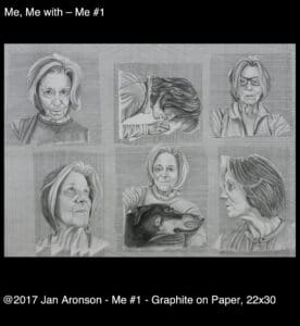 A series of six drawings of women with different hair styles.