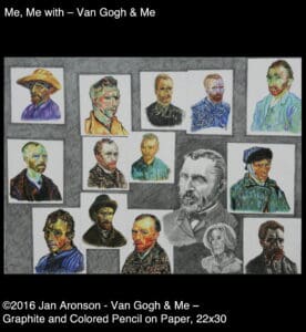 A painting of many different people with one person 's face in the middle.