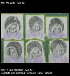 A series of drawings of a woman 's face.