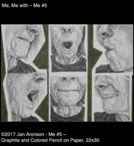 A series of six drawings of faces with different expressions.