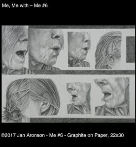 A series of photos showing the process of drawing faces.